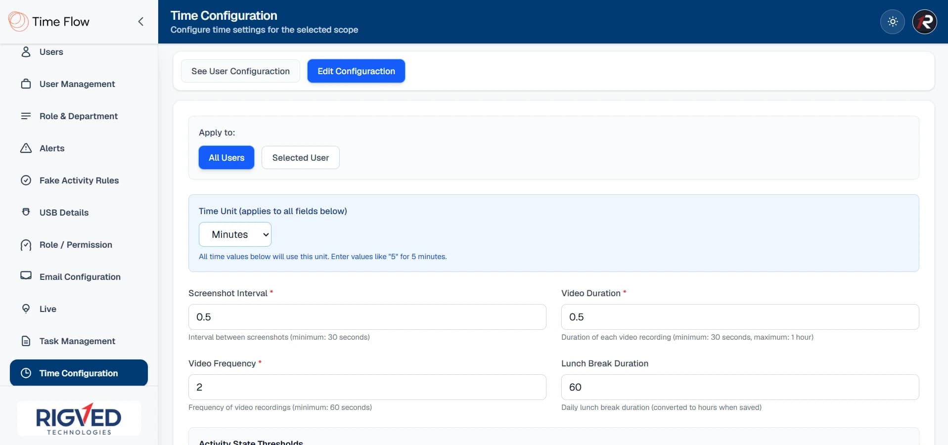 Real-time configuration